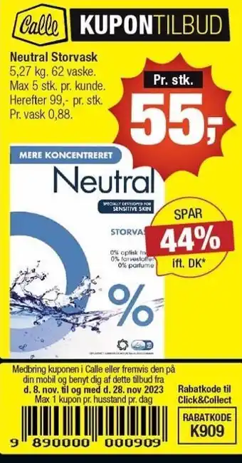 Calle Neutral storvask tilbud