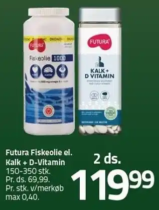 Fleggaard Futura fiskeolie el. kalk + d-vitamin tilbud