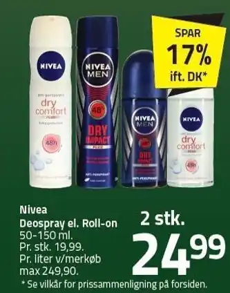 Fleggaard Nivea deospray el. roll-on tilbud