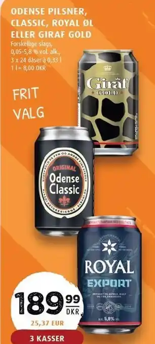 Scandinavian Park Odense pilsner, classic, royal øl eller giraf gold tilbud