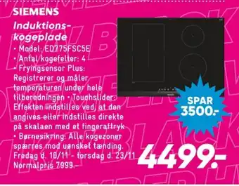 Bilka Siemens indbygningskogeplade tilbud