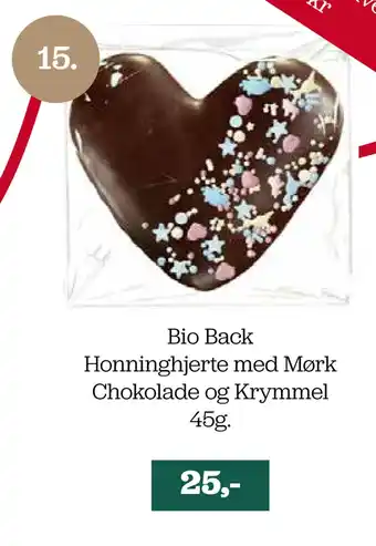 Bio back honninghjerte med mørk chokolade og krymmel