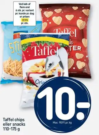 REMA 1000 Taffel chips eller snacks 110-175 g tilbud