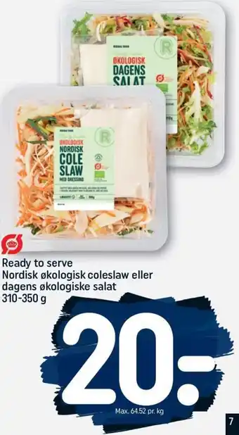 REMA 1000 Ready to serve Nordisk økologisk coleslaw eller dagens økologiske salat 310-350 g tilbud