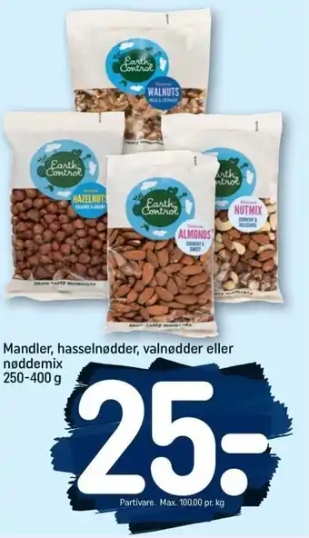REMA 1000 Mandler, hasselnødder, valnødder eller nøddemix 250-400 g tilbud