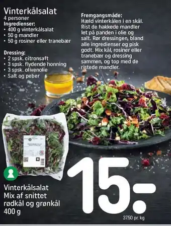 REMA 1000 Vinterkålsalat Mix af snittet rødkål og grønkål 400 g tilbud