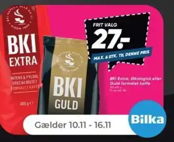 Netto BKI Extra, Økologisk eller Guld formalet kaffe tilbud