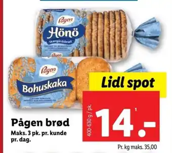 Lidl Pågen brød tilbud
