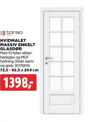 jem & fix HVIDMALET MASSIV ENKELT GLASDØR tilbud