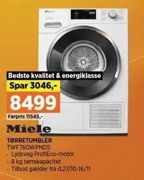 Power Miele tørretumbler tilbud