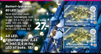 Bilka Batteri-lyskæder 80 led tilbud