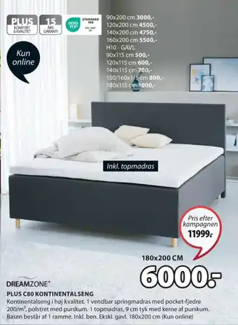 JYSK Dreamzone kontinentalseng tilbud