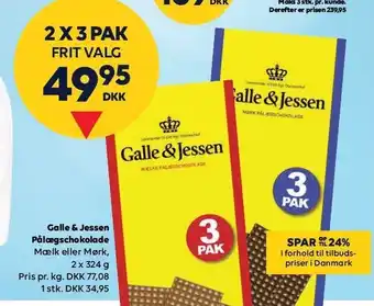 BorderShop Galle & jessen pålægschokolade 2 x 3 pak tilbud