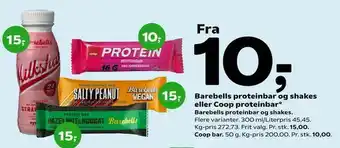Coop 365 Barebells proteinbar og shakes eller Coop proteinbar tilbud