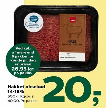 Coop 365 Hakket oksekød 14-18% tilbud