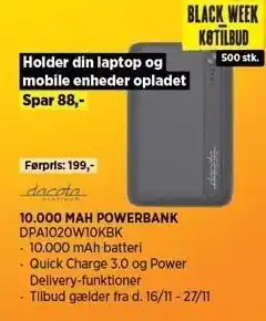 Power Dacota 10.000 mah powerbank tilbud