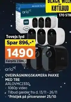 Power Arlo overvågningskamera pakke med tre tilbud
