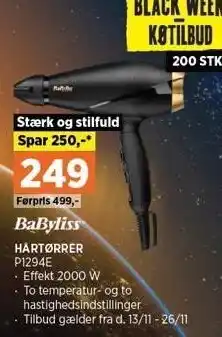 Power Babyliss hårtørrer tilbud
