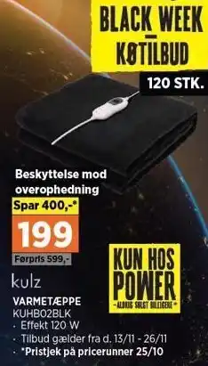 Power Kulz varmetæppe tilbud