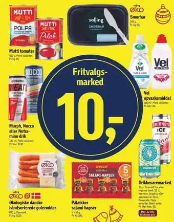 Føtex Mutti tomater, salling smørbar, vel opvaskemiddel, murph, nocco eller nutramino drik, salling økologiske danske håndsorterede tilbud