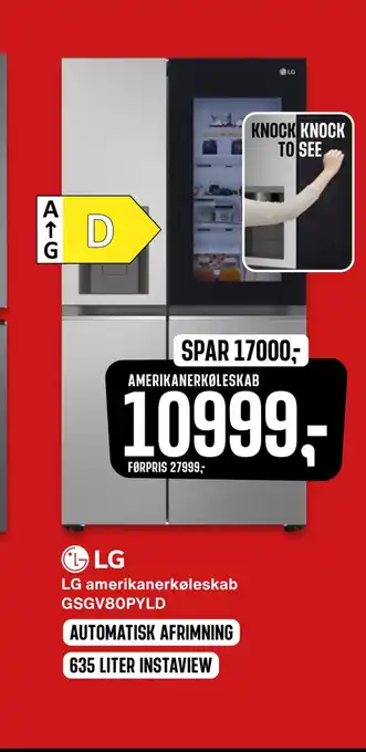 Skousen Lg amerikanerkøleskab gsgv80pyld tilbud