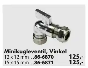 Minikugleventil, Vinkel