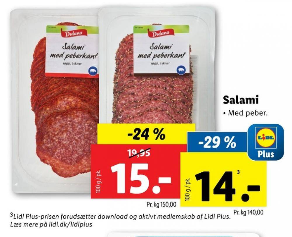 Dulano salami med peber tilbud hos Lidl