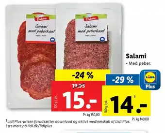 Lidl Dulano salami med peber tilbud