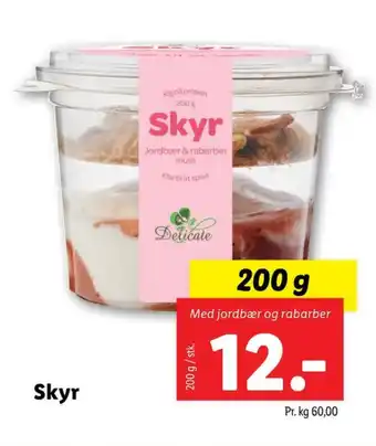 Lidl Delicate skyr yoghurt jordbær rababer tilbud