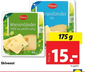 Lidl Milbona skiveost wiesenländer tilbud