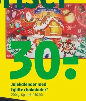 Julekalender med fyldte chokolader