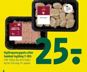 Coop 365 Kyllingenuggets eller hakket kylling 7-10% tilbud