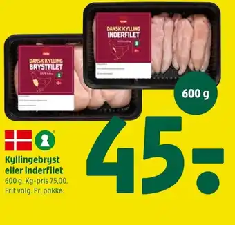 Coop 365 Kyllingebryst eller inderfilet 600 g. tilbud