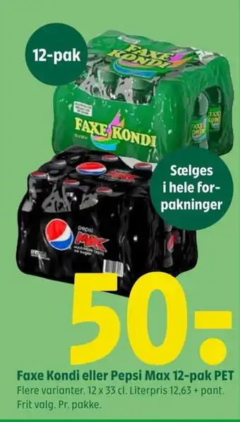 Coop 365 Faxe Kondi eller Pepsi Max 12-pak PET tilbud