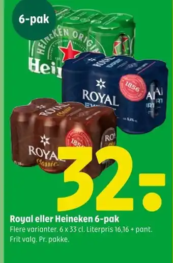 Coop 365 Royal eller Heineken 6-pak tilbud