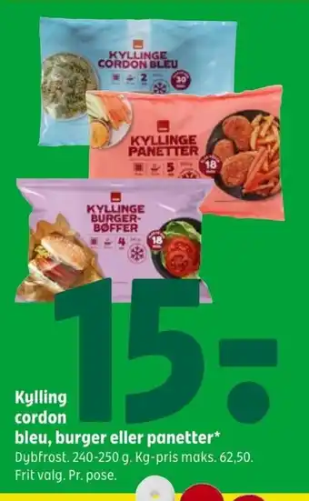 Coop 365 Kylling cordon bleu, burger eller panetter tilbud