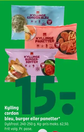 Coop 365 Kylling cordon bleu, burger eller panetter tilbud