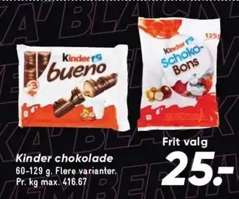 Bilka Kinder chokolade tilbud