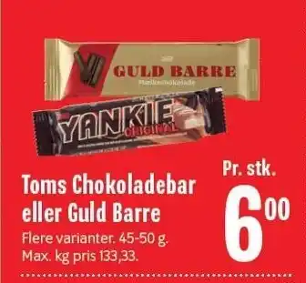 Min Købmand Toms chokoladebar eller guld barre tilbud