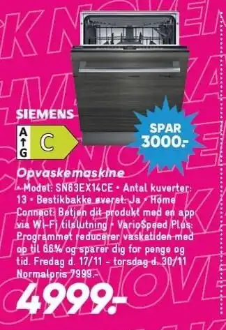 Bilka Siemens opvaskemaskine tilbud