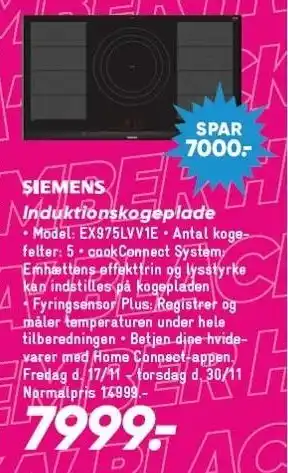Bilka Siemens induktionskogeplade tilbud