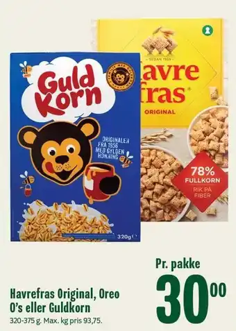 Min Købmand Havrefras original, oreo o's eller guldkorn tilbud