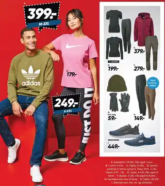 Bilka Sweatshirt, t-shirt, tights, sportsundertrøje, jakke, bukser, handsker, hue eller skechers sko tilbud