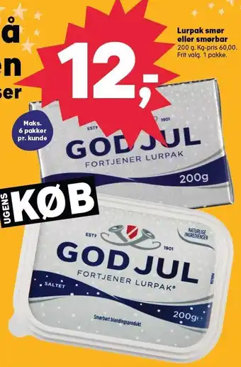 Kvickly Lurpak smør eller smørbar tilbud