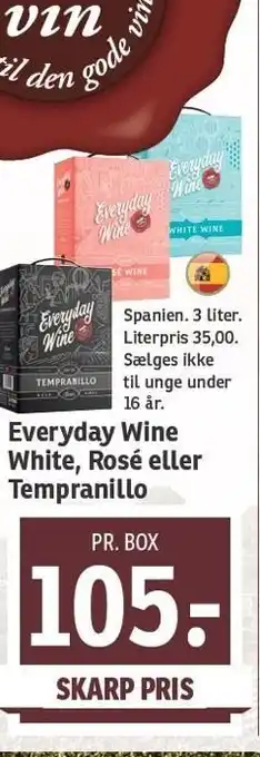 SPAR Everyday wine white, rosé eller tempranillo tilbud