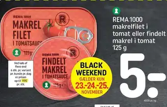 Rema 1000 Rema 1000 makrelfilet i tomat eller findelt makrel i tomat tilbud