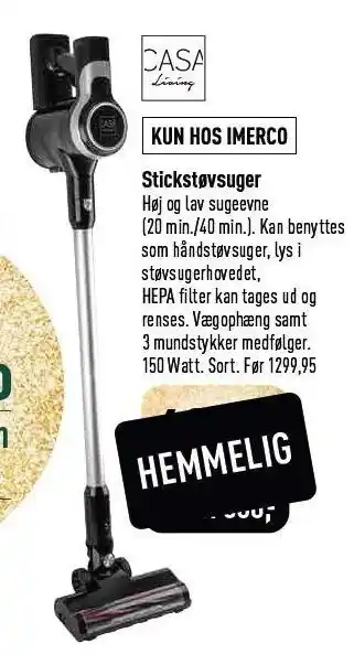 Imerco Casa living stickstøvsuger tilbud