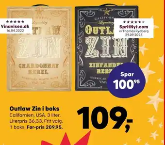 SuperBrugsen Outlaw Zin i boks tilbud
