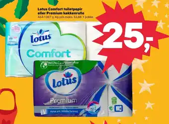 SuperBrugsen Lotus Comfort toiletpapir eller Premium køkkenrulle tilbud