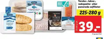 Lidl Torske-, lakse-, rødspætte- eller panerede sejfileter tilbud